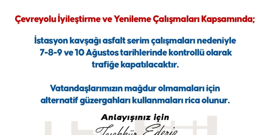 İstasyon Kavşağında Asfalt Serim Çalışmaları Başladı